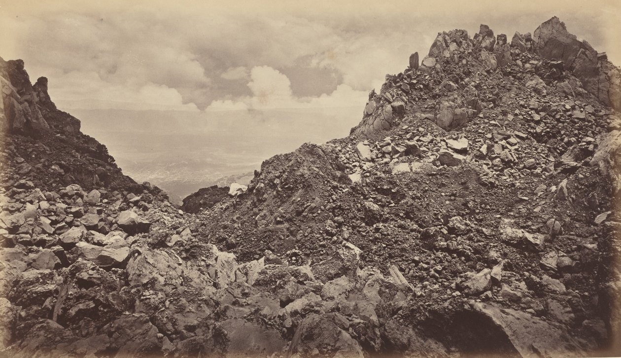 从火山口看Quezaltenango，1877年。 作者 爱德沃德·迈布里奇