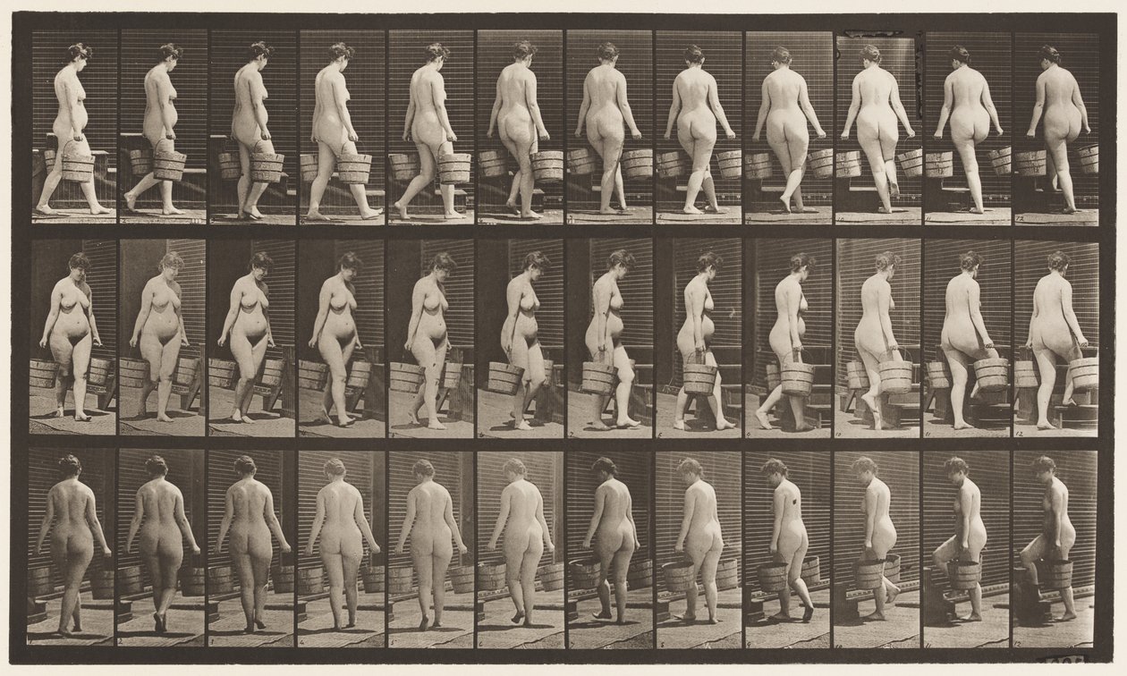 板106.转向登高楼梯，每只手中的水桶，1872-1885 作者 爱德沃德·迈布里奇