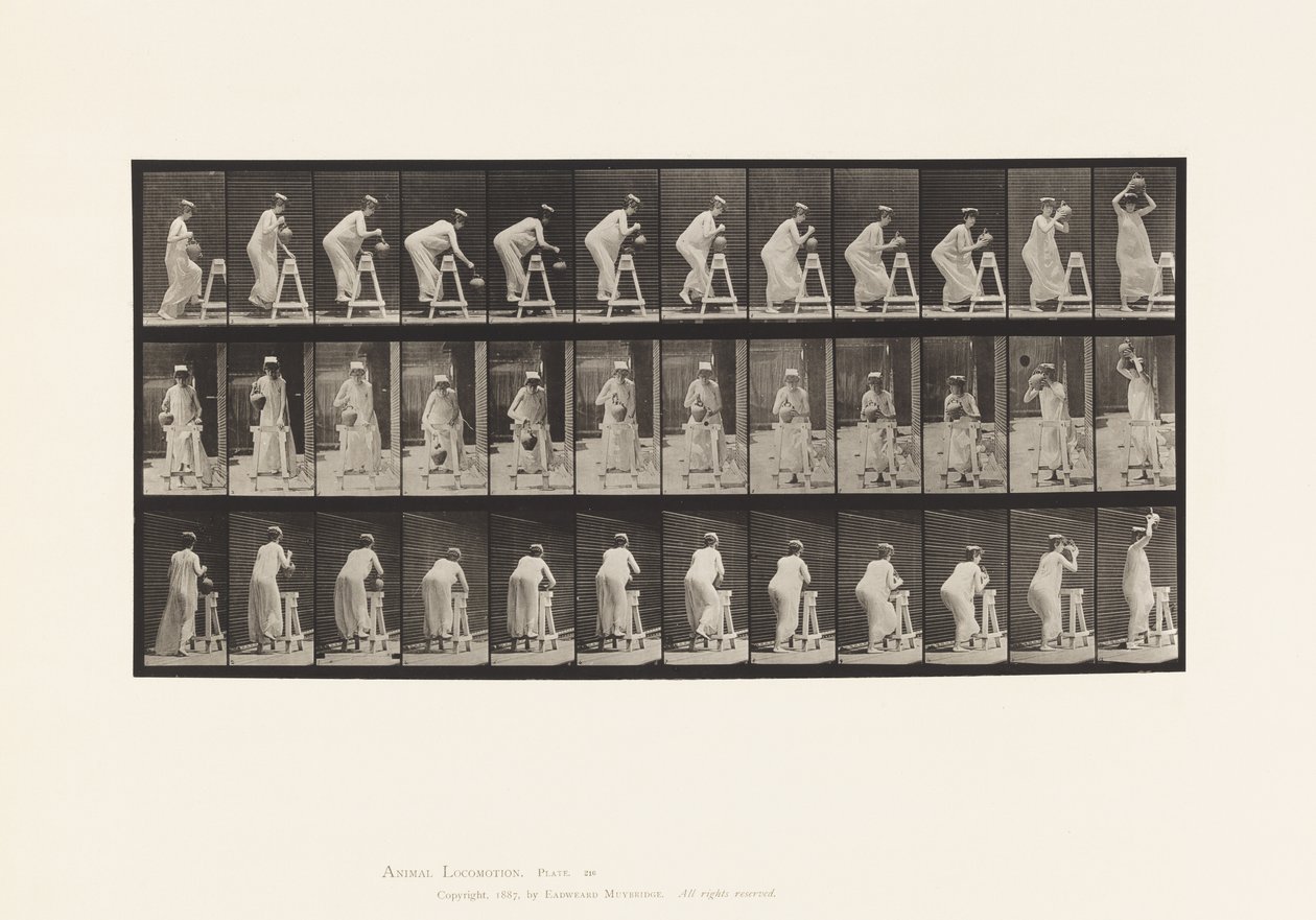 Plate 216. Bending to Fill Water Jar; Placing Jar on Head 作者 爱德沃德·迈布里奇