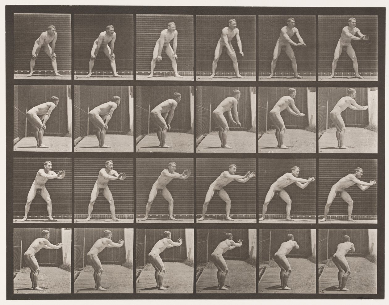 板280.Base-ball;捕捉，1885年 作者 爱德沃德·迈布里奇