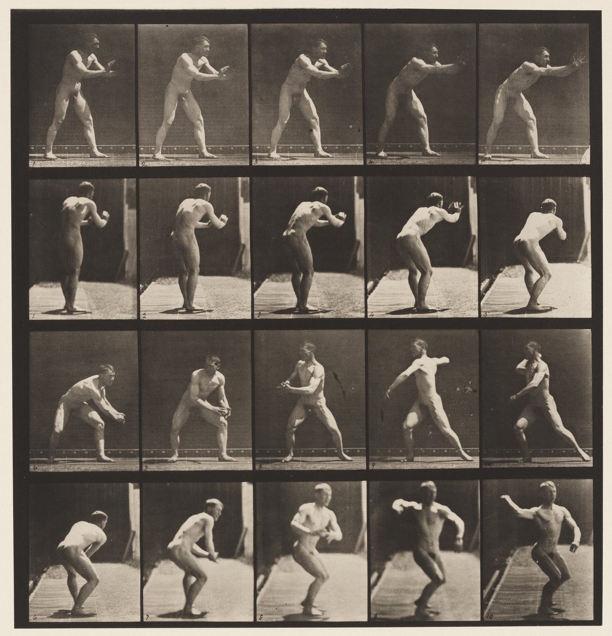 板282.Base-ball;捕捉和投掷，1885年 作者 爱德沃德·迈布里奇