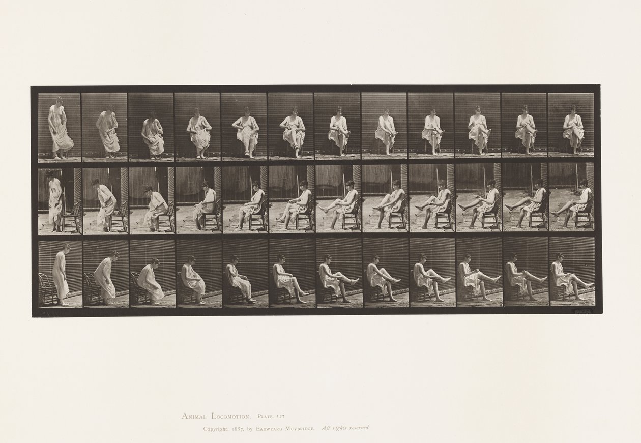 Plate 417. Toilet; Sitting and Putting on Stockings 作者 爱德沃德·迈布里奇