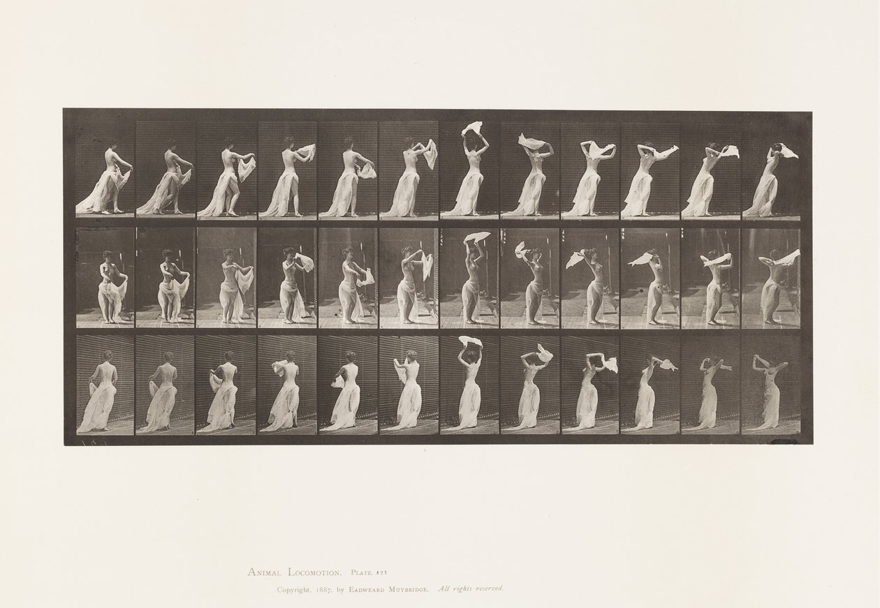 Plate 421. Toilet; Throwing Hand-kerchief Around Shoulders 作者 爱德沃德·迈布里奇
