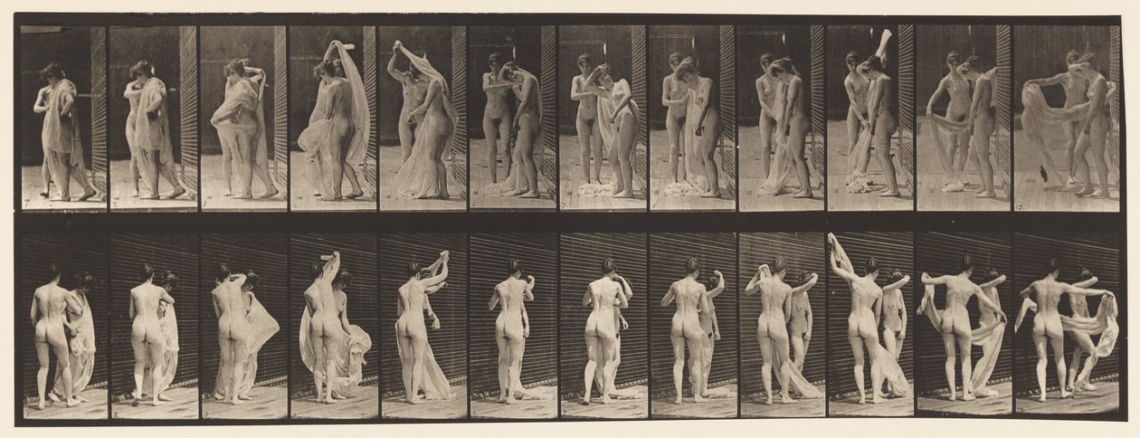 板428.厕所;两种型号，1 Disrobing 8,1872-1885 作者 爱德沃德·迈布里奇