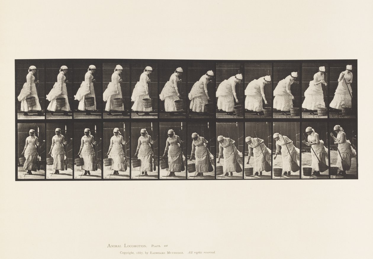 Plate 437. Setting Down Bucket and Preparing to Sweep 作者 爱德沃德·迈布里奇