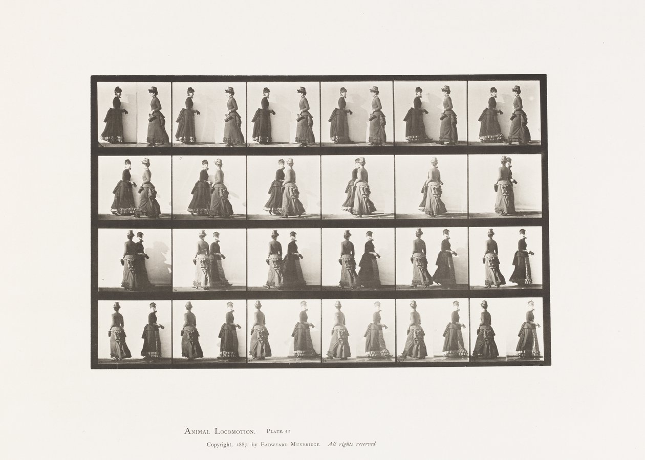 Plate 45. Walking Two Models Meeting, and Partly Turning 作者 爱德沃德·迈布里奇