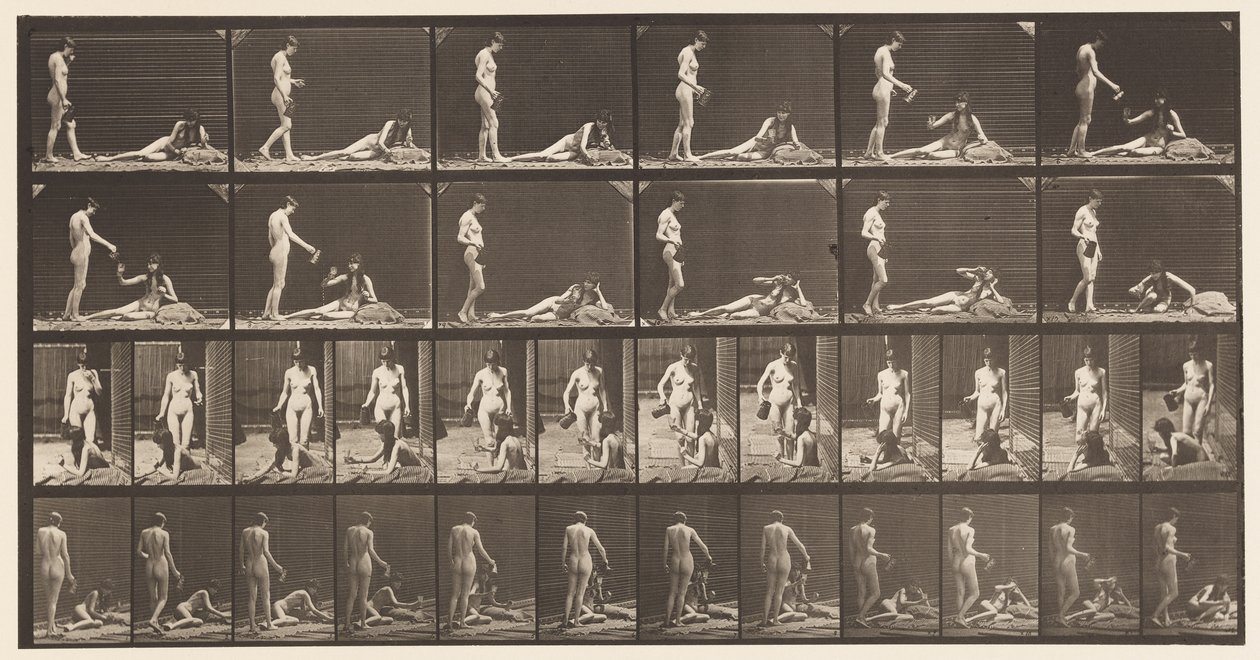 板485.两种型号; A，10 Standing and Filling a Goblet;，1872-1885 作者 爱德沃德·迈布里奇
