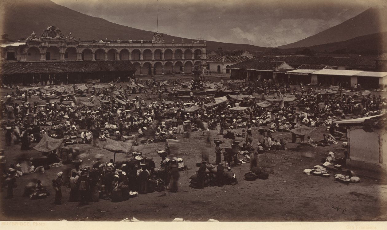 1877 年，危地马拉安提瓜广场和总督府（照片） 作者 爱德沃德·迈布里奇