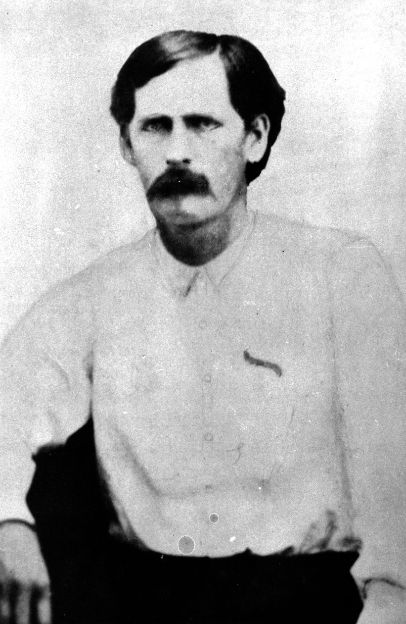 Wyatt Earp二十多岁，来自堪萨斯州道奇城的一种锡，c.1868-78（bw photo） 作者 伊根