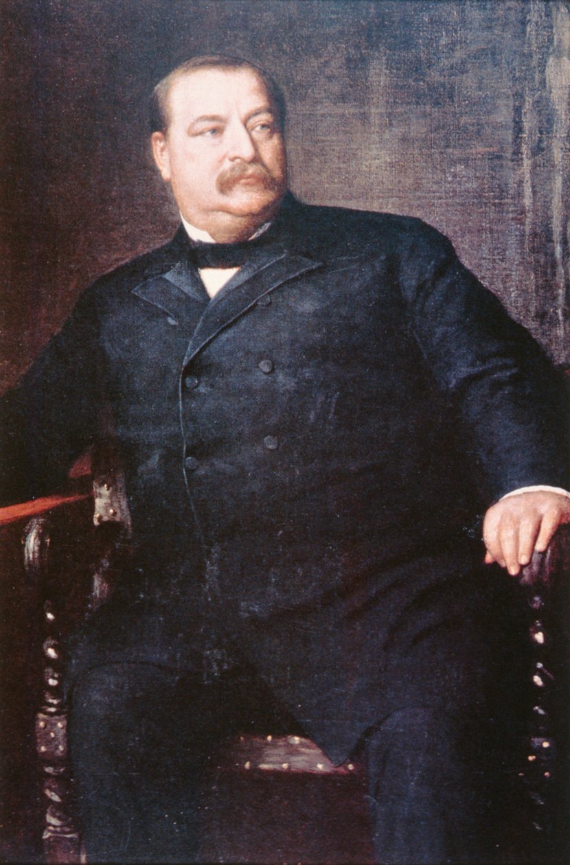 格罗弗-克利夫兰（1837-1908）（彩色平版印刷）。 作者 伊士曼（后）约翰逊