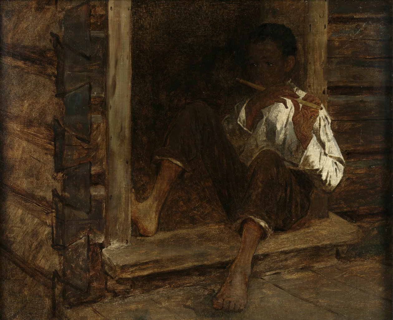 黑男孩，约1860-61（布面油画） 作者 伊士曼·约翰逊