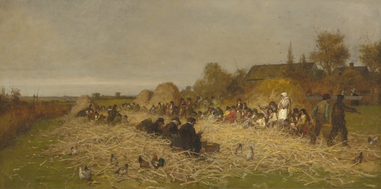 Husking Bee，楠塔基特岛，1876年 作者 伊士曼·约翰逊