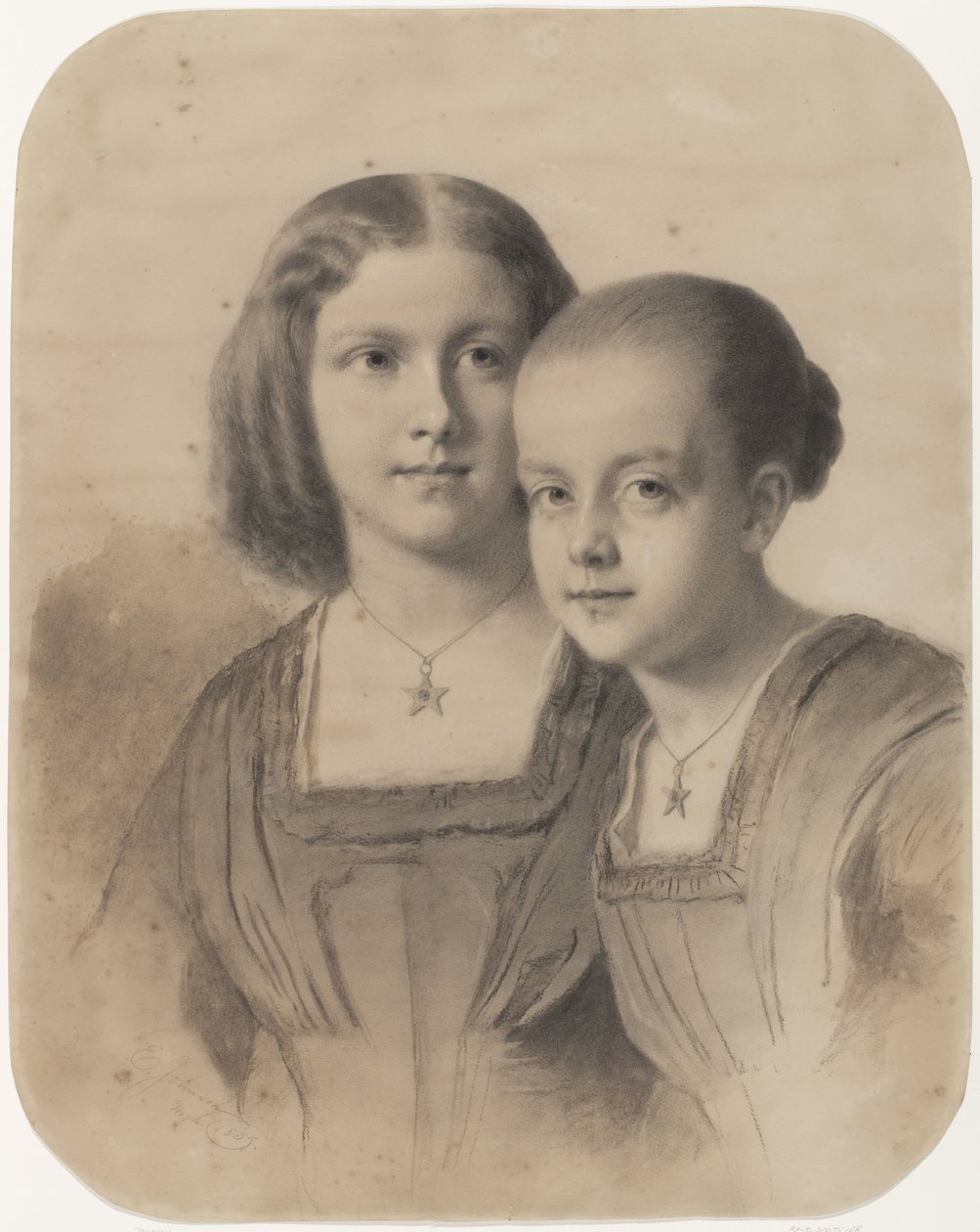Woltera Geertruida、Van Limburg Stirum 伯爵夫人和 Frederika Augusta 伯爵夫人肖像 作者 伊士曼·约翰逊