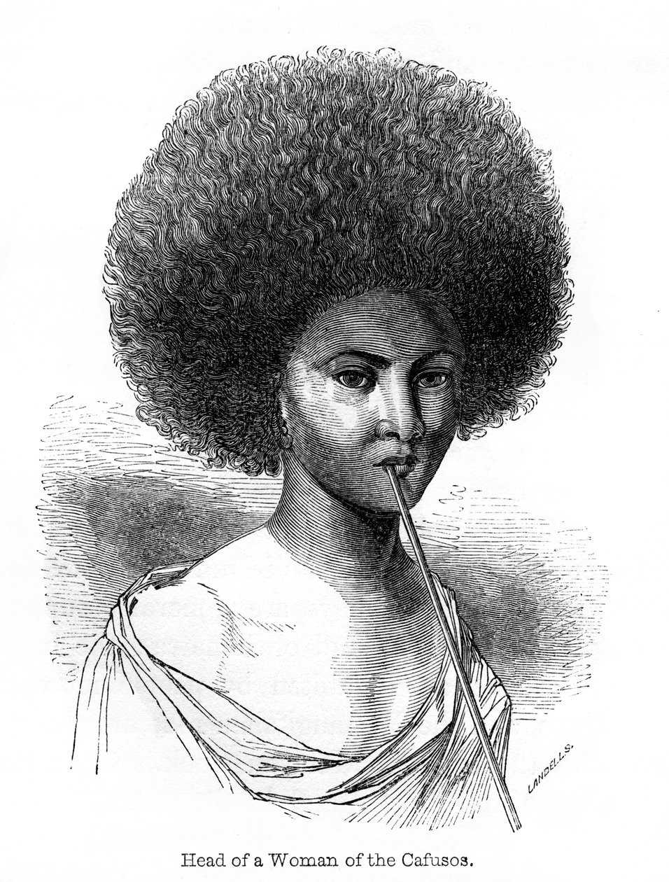 卡夫索斯妇女的头像，1848年。 作者 埃比尼泽·兰德尔斯