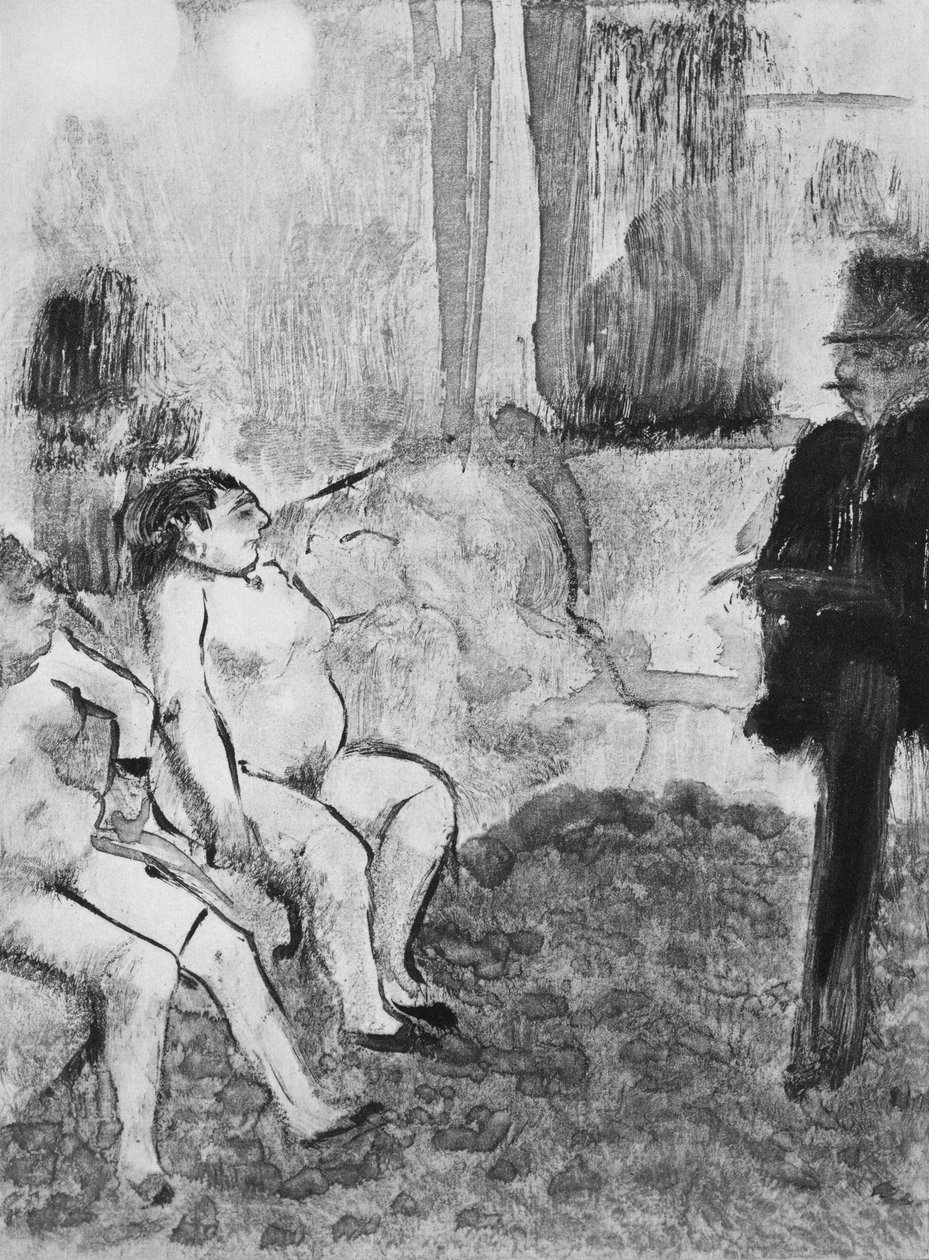 1933年莫里斯·波坦（Maurice Potin）刻画的Guy de Maupassant（1850-93）的“The Tellier House”插图 作者 埃德加·德加