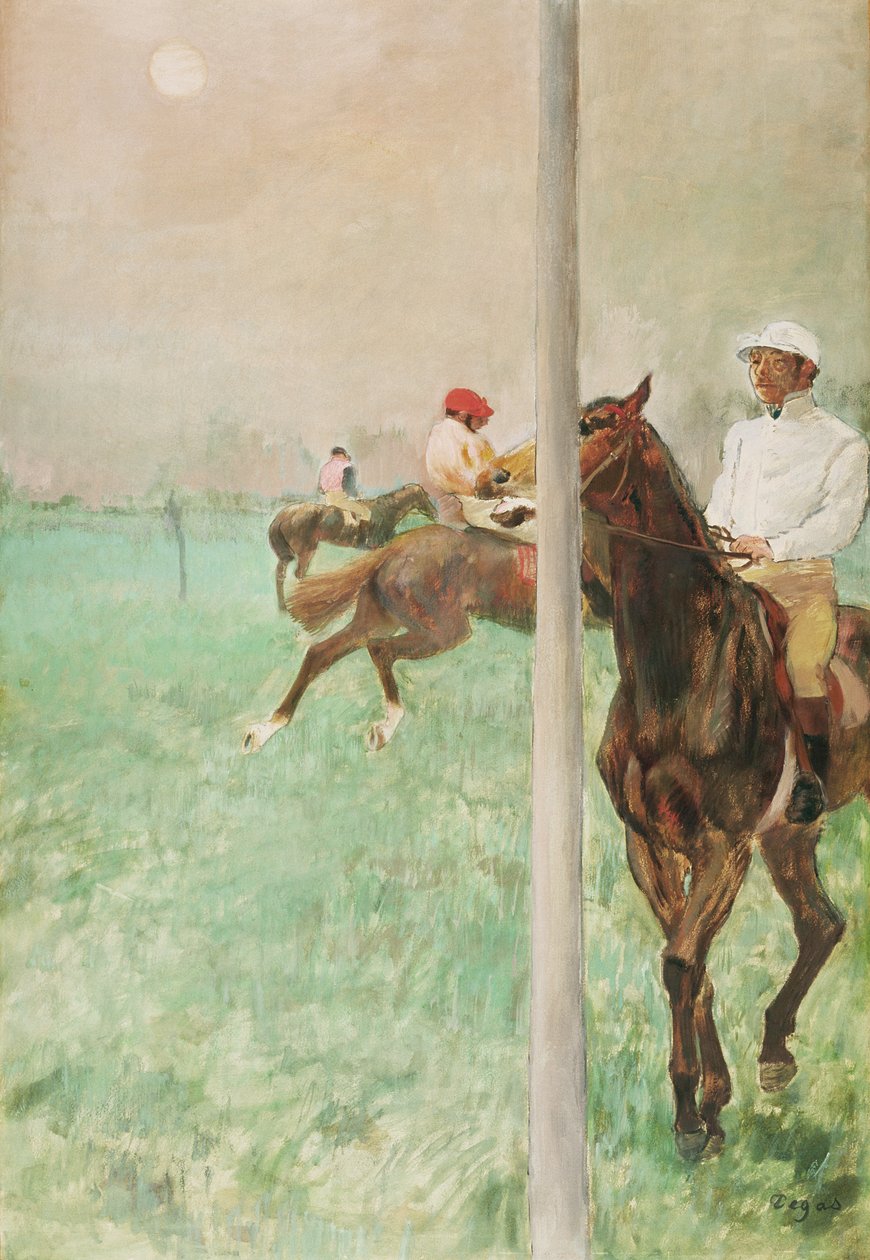 比赛前的骑师，c.1878-79（油，精华，水粉和粉彩） 作者 埃德加·德加
