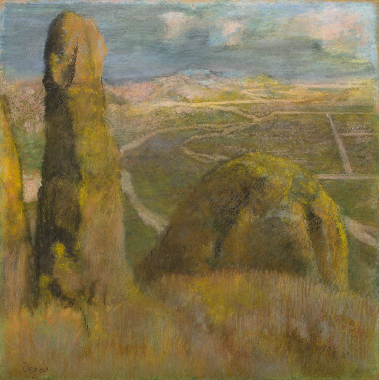 风景，c.1892（纸板上的粉彩） 作者 埃德加·德加