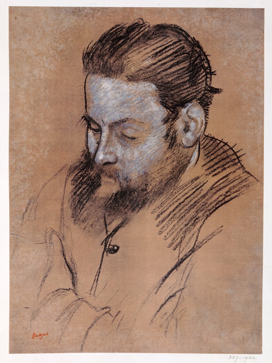 Diego Martelli的肖像，1879年（粉笔在纸上） 作者 埃德加·德加