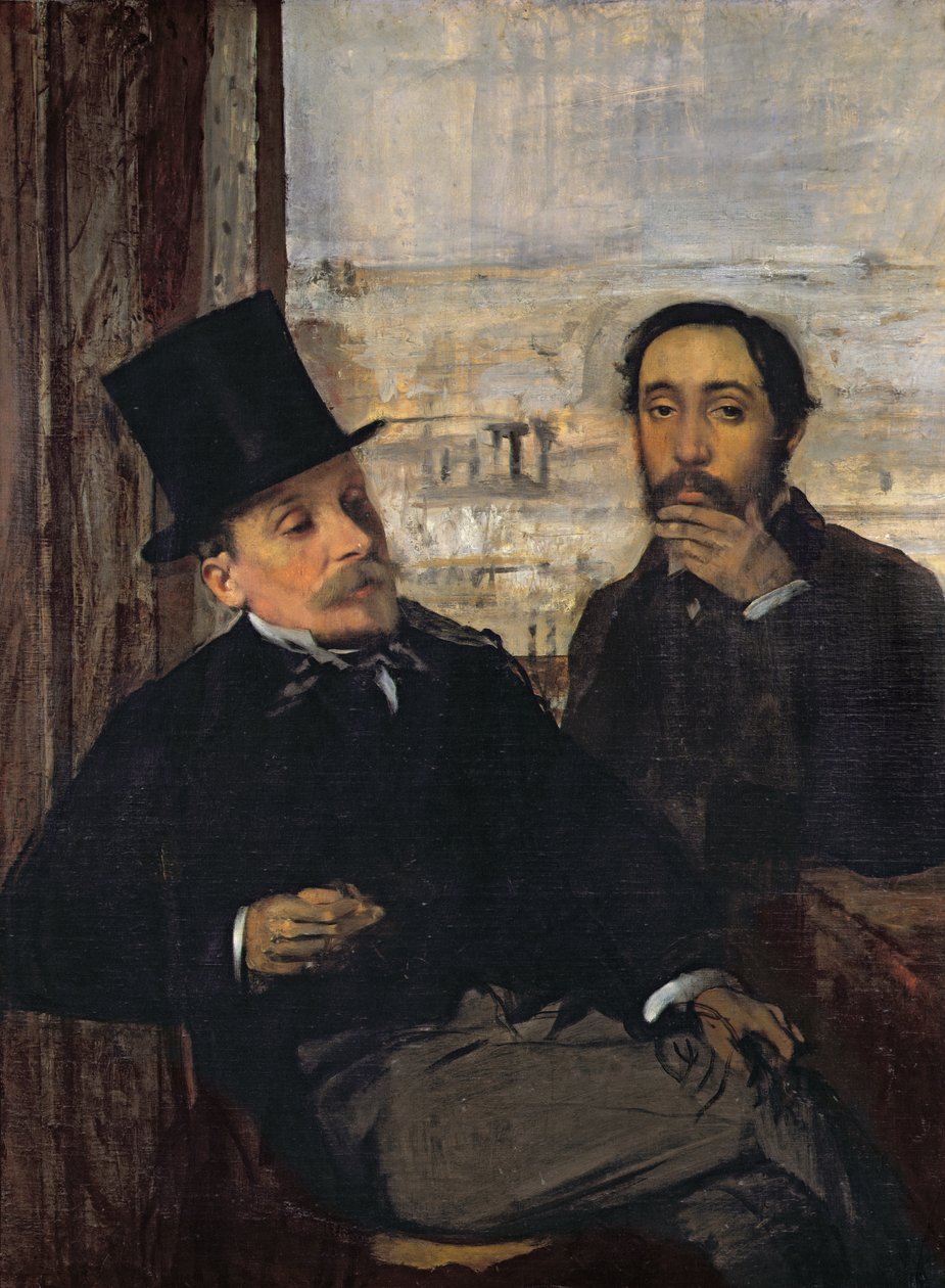 自画像与Evariste de Valernes（1816-96）c.1865 作者 埃德加·德加
