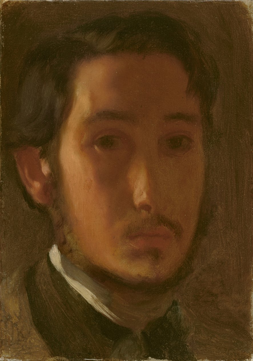 带白领的自画像，c.1857（布面油画） 作者 埃德加·德加