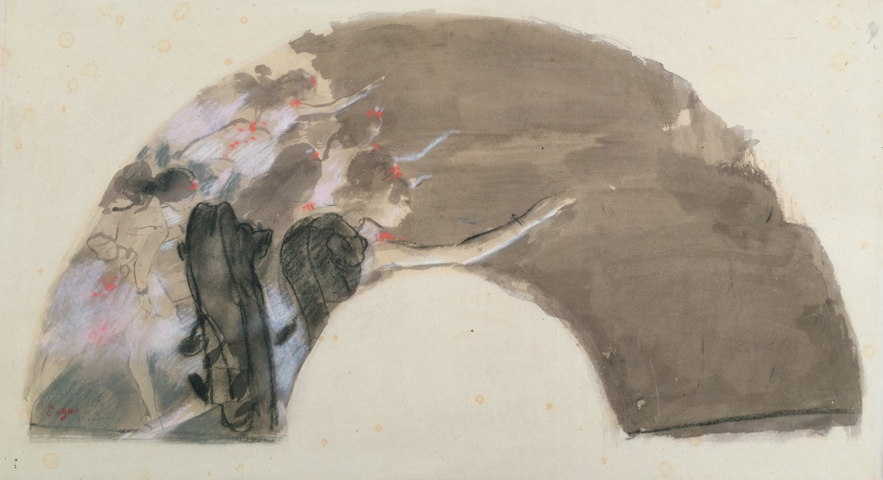 粉丝素描，c.1879（粉彩和粉笔） 作者 埃德加·德加