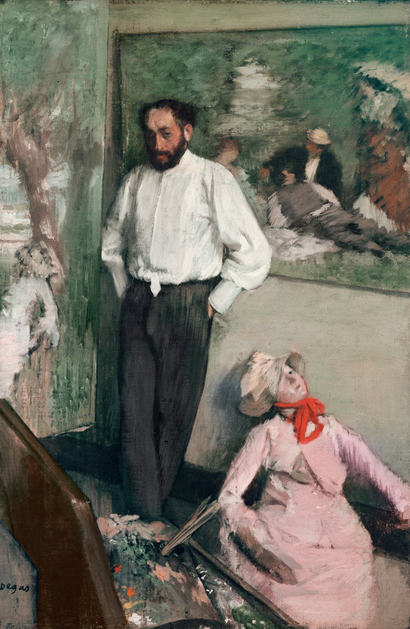 男人和傀儡（表演被认为是PaulCézanne和&39;Déjeunersurl&39;herbe&39;的版本），c.1880 作者 埃德加·德加