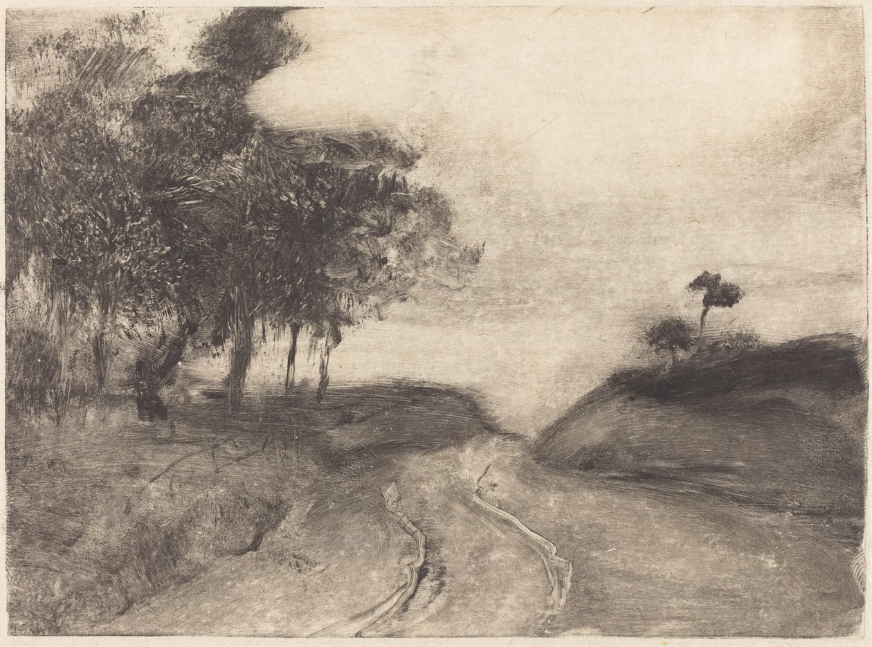 道路（La路线），c.1878-1880（中国纸上的单一型（黑色墨水）） 作者 埃德加·德加