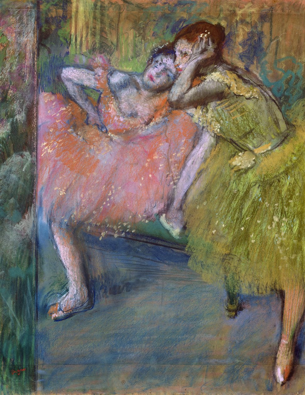 门厅里的两位舞者，c.1901（粉彩） 作者 埃德加·德加