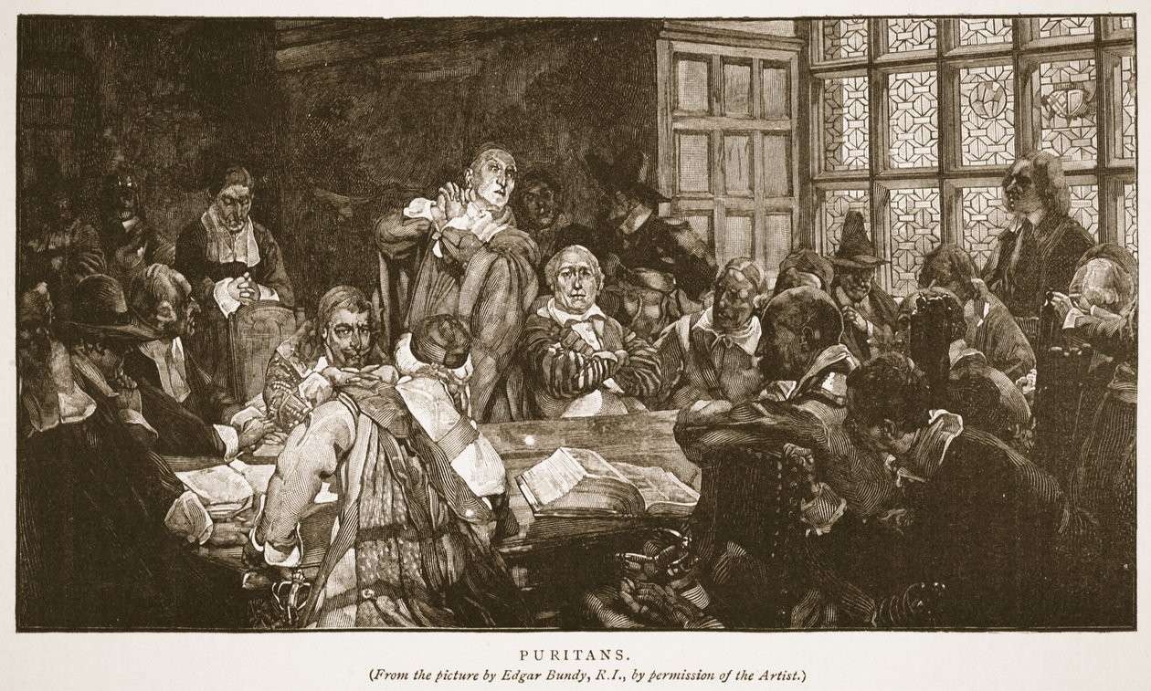 清教徒，来自&39;英格兰教会：人民历史&39;的插图由HDM Spence-Jones，酒吧。 c.1910（棕褐色照片） 作者 埃德加·邦迪
