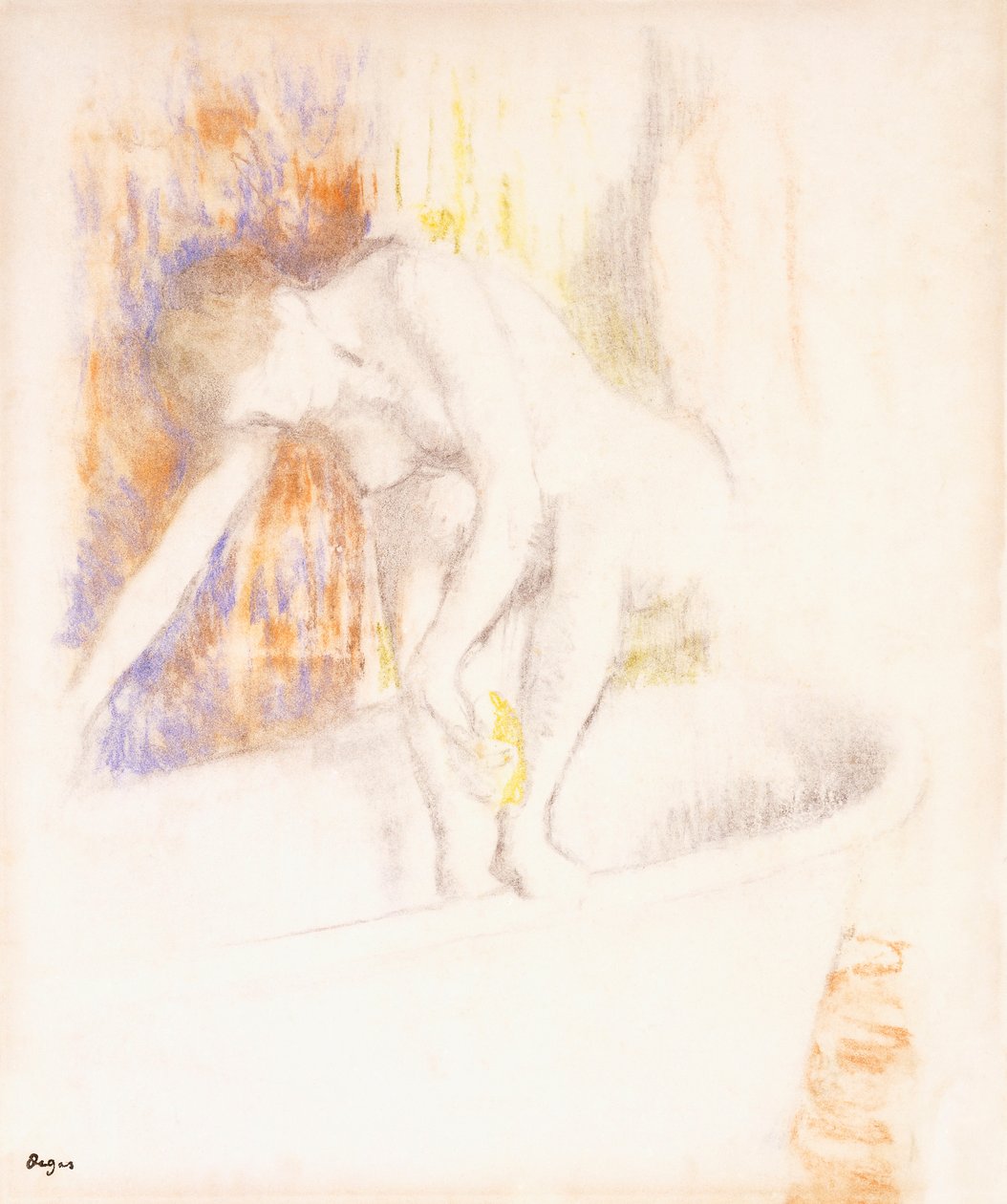 浴后，1890-1900 作者 埃德加·德加