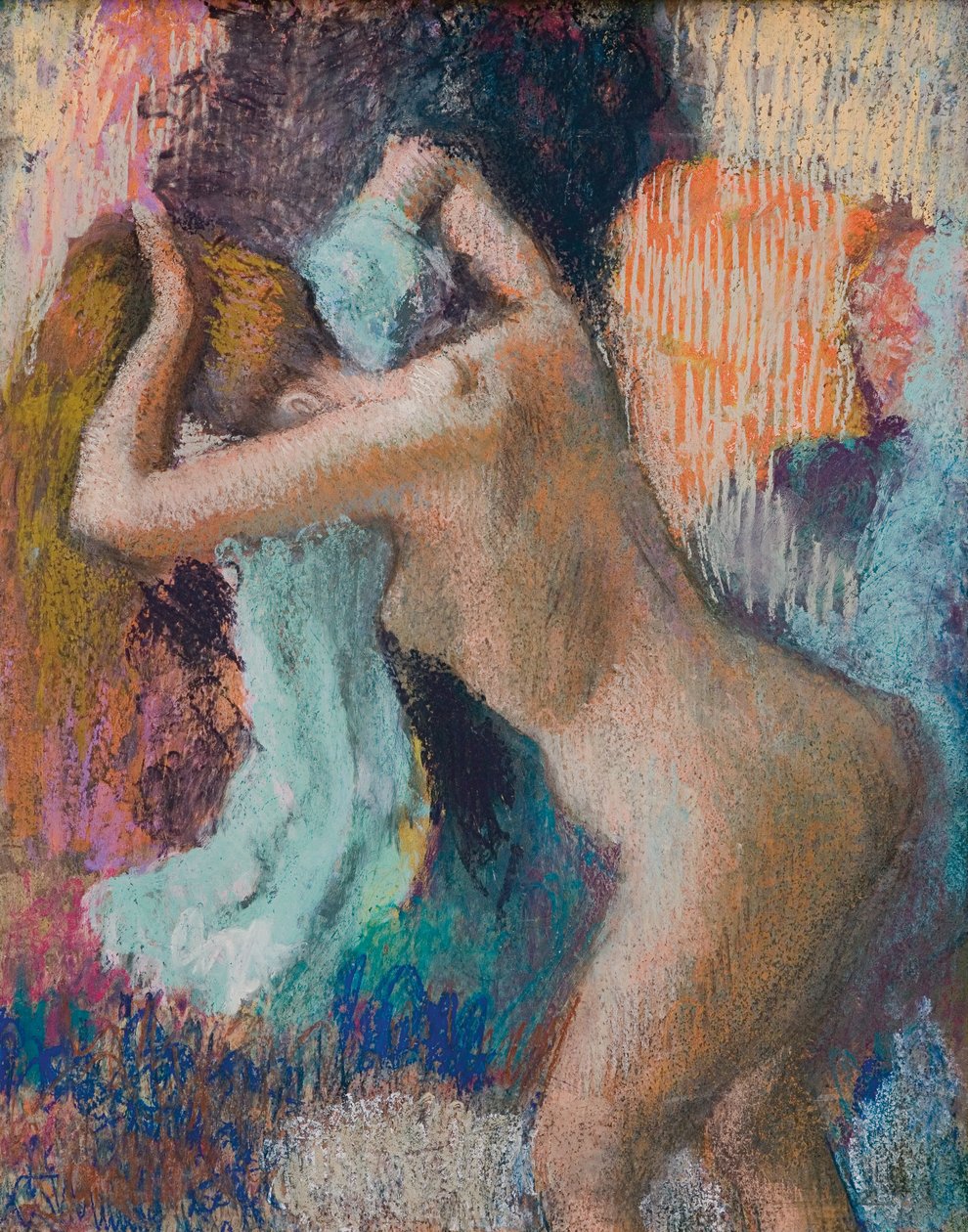 洗完澡后，女人干自己；女神像，埃普里斯·贝雷斯·勒贝恩，约1890-1895年 作者 埃德加·德加