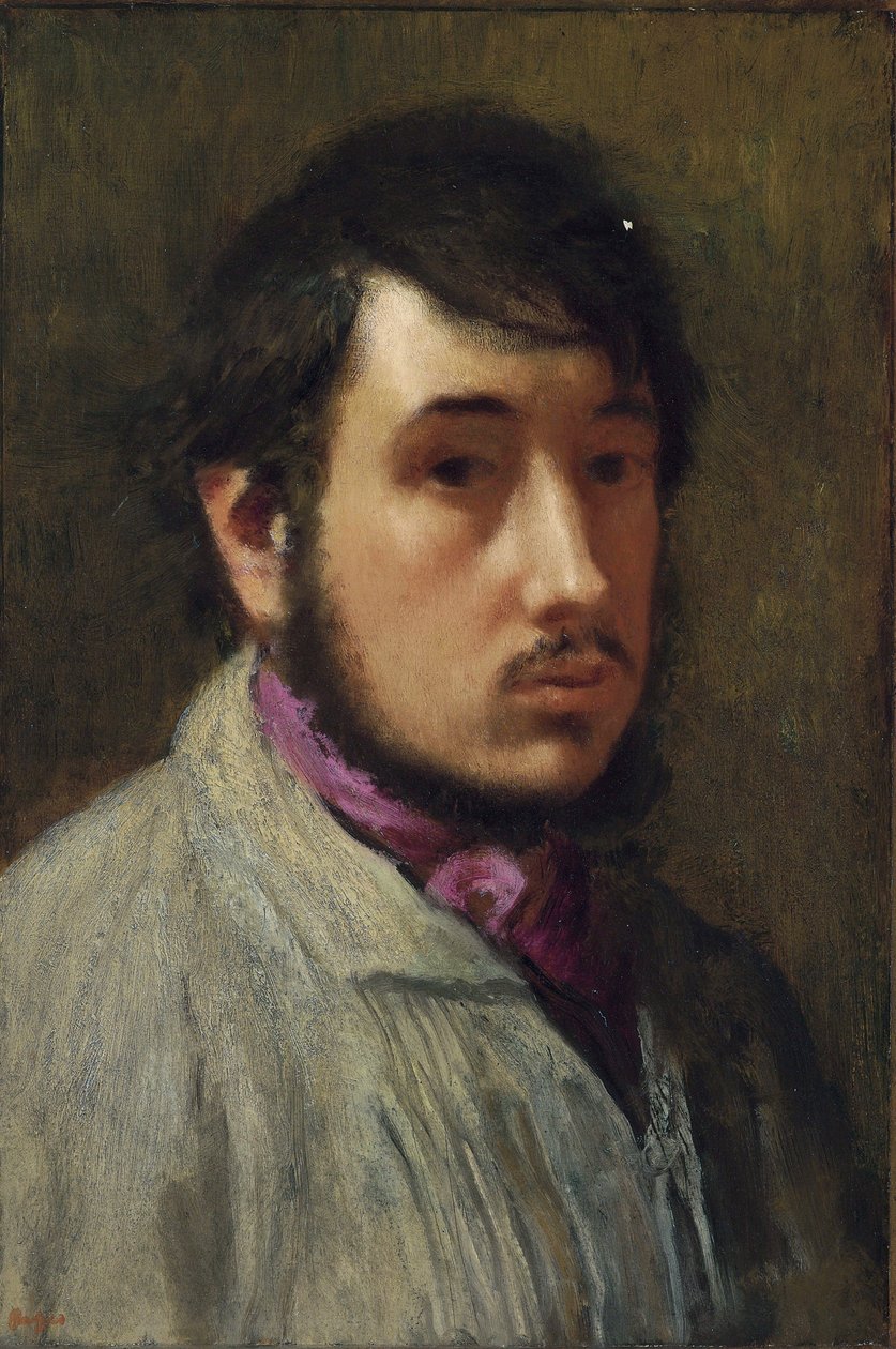 Autoportrait - Peinture de Edgar Degas (1834-1917), huile sur papier, vers 1858, 47x32 cm - (Self-Portrait, Oil on paper by Edgar Degas) - 私人收藏 作者 埃德加·德加