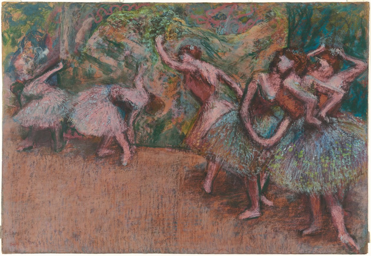 芭蕾舞剧场，c.1907（柔和的绿色透明描图纸） 作者 埃德加·德加