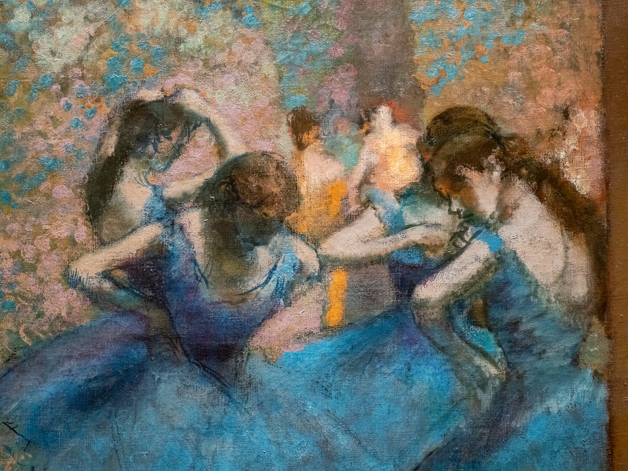 蓝色舞者（细节）。大约1893-96年。布面油画。 作者 埃德加·德加
