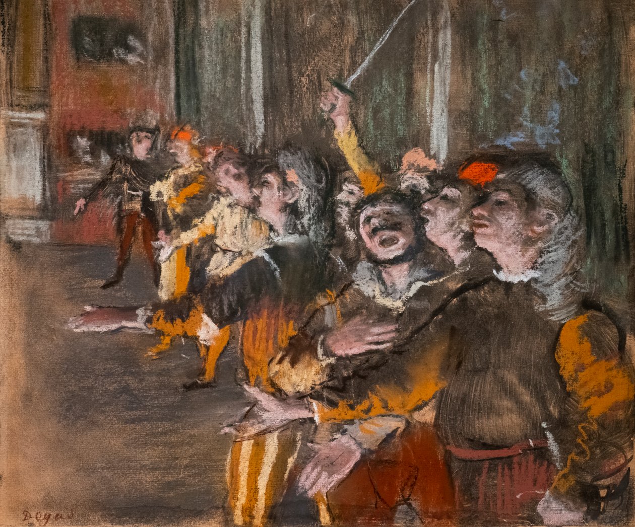Chorists（又称 "The Exponents"）。1877.粉彩画在单页上。 作者 埃德加·德加