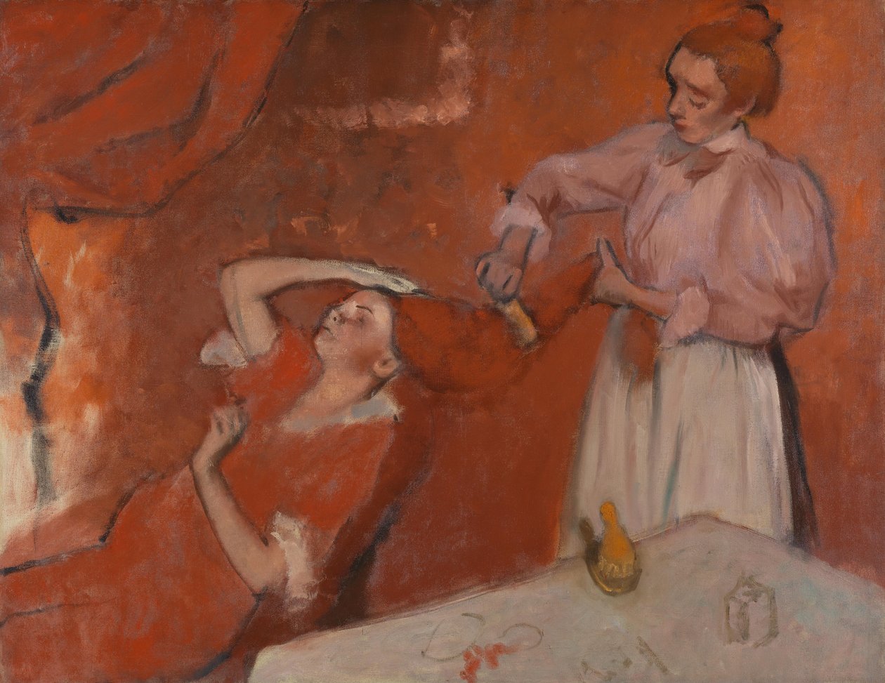 梳理头发（La Coiffure），约1896年（布面油画） 作者 埃德加·德加