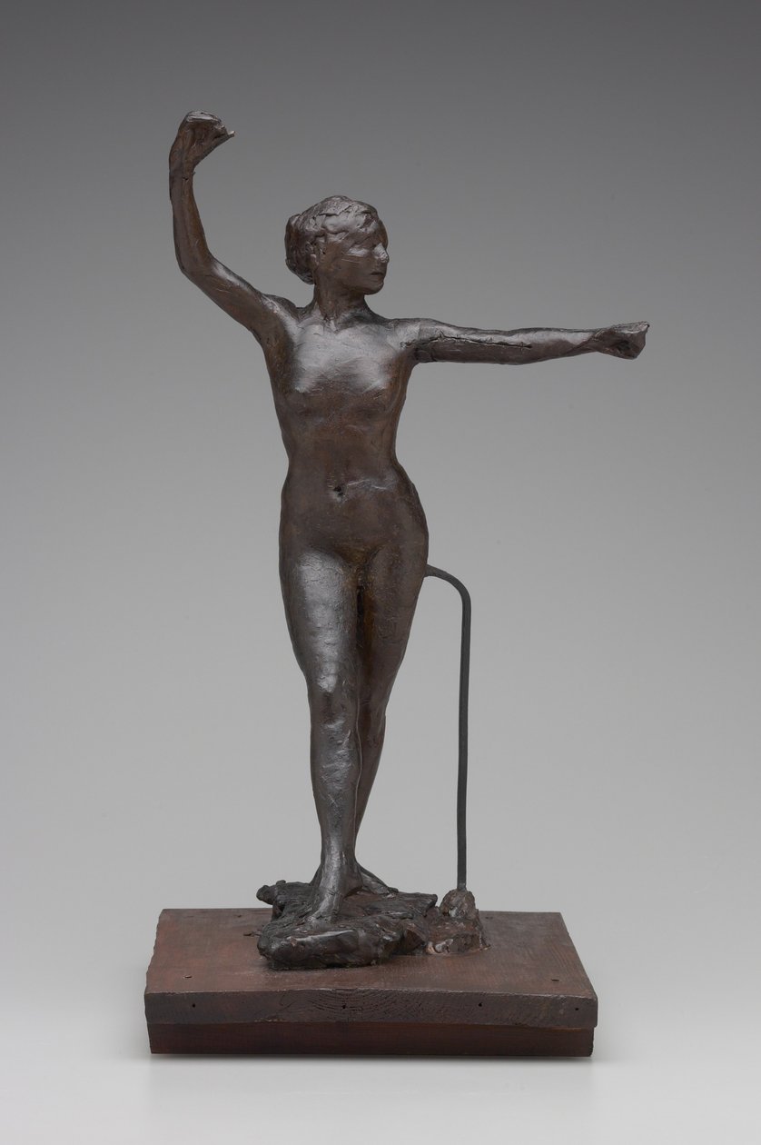 舞者准备与她的右脚向前跳舞，1882-95（蜡和混合媒体） 作者 埃德加·德加