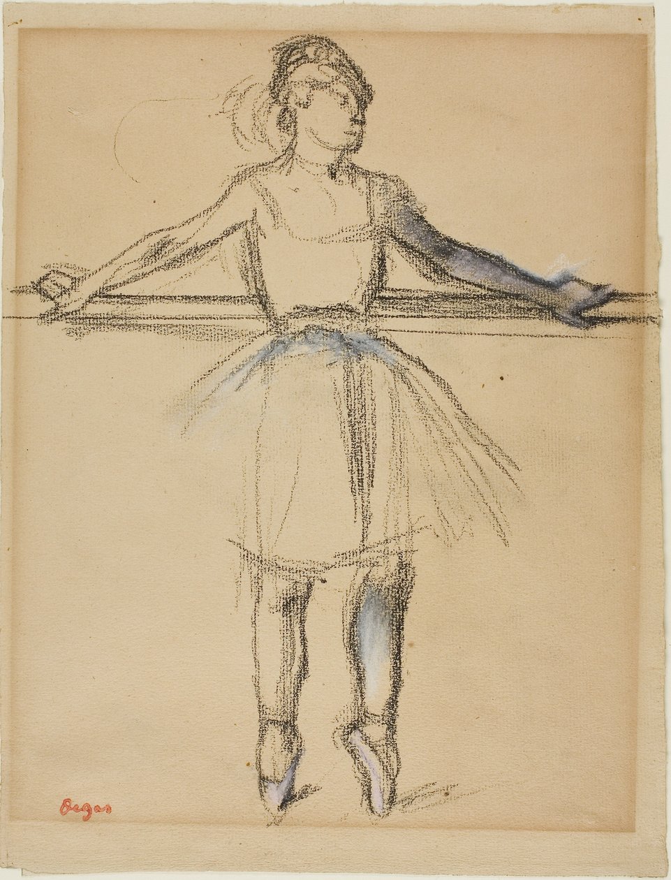 酒吧里的舞者（点上），约 1885 年（棕褐色铺纸上的炭笔、粉彩和仕女图） 作者 埃德加·德加