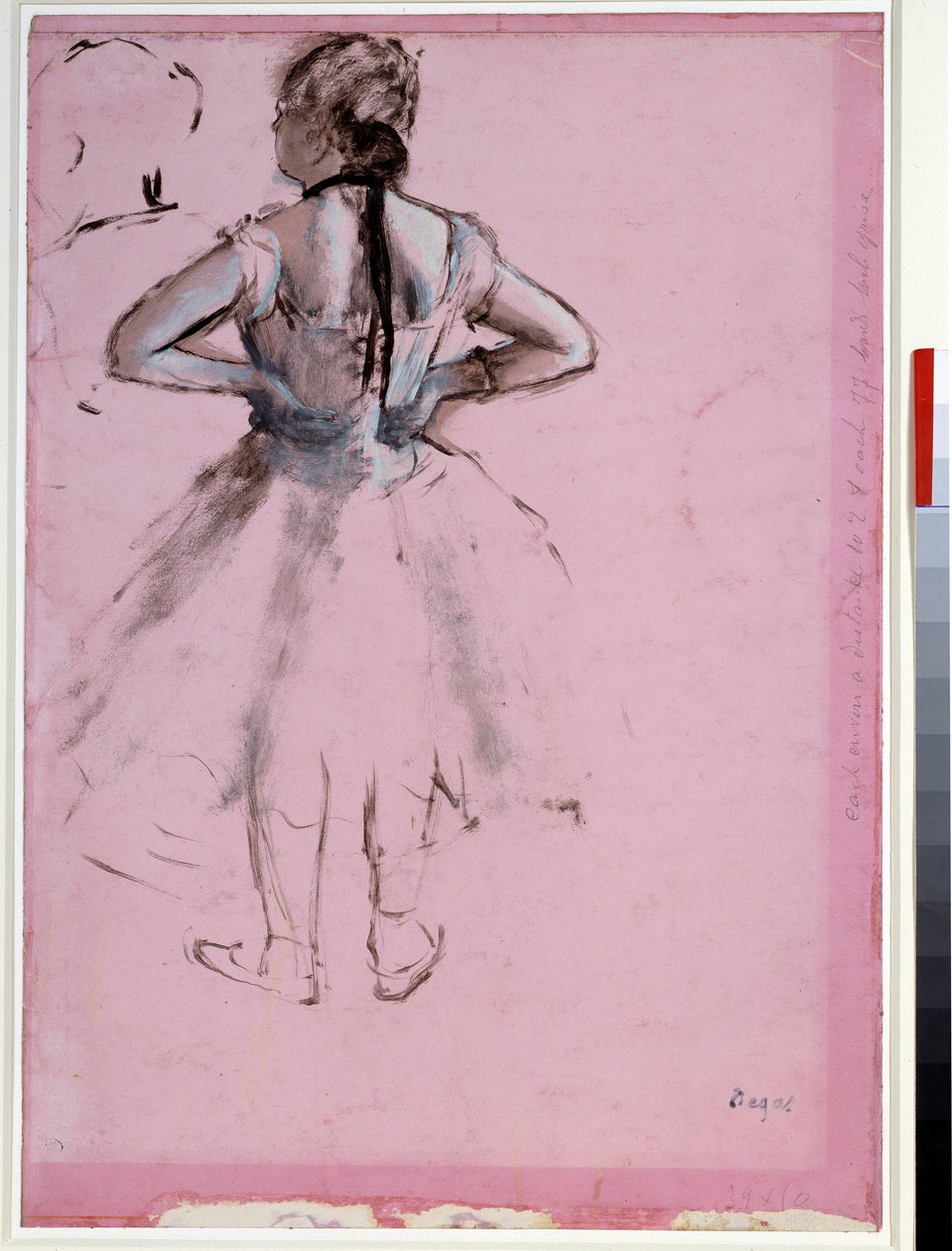 Dancer from back, hands on hips Essence on pink paper by Edgar Degas (1834-1917) 1873 Dim. 0,39 x 0,27 cm Paris, Musee du Louvre 作者 埃德加·德加