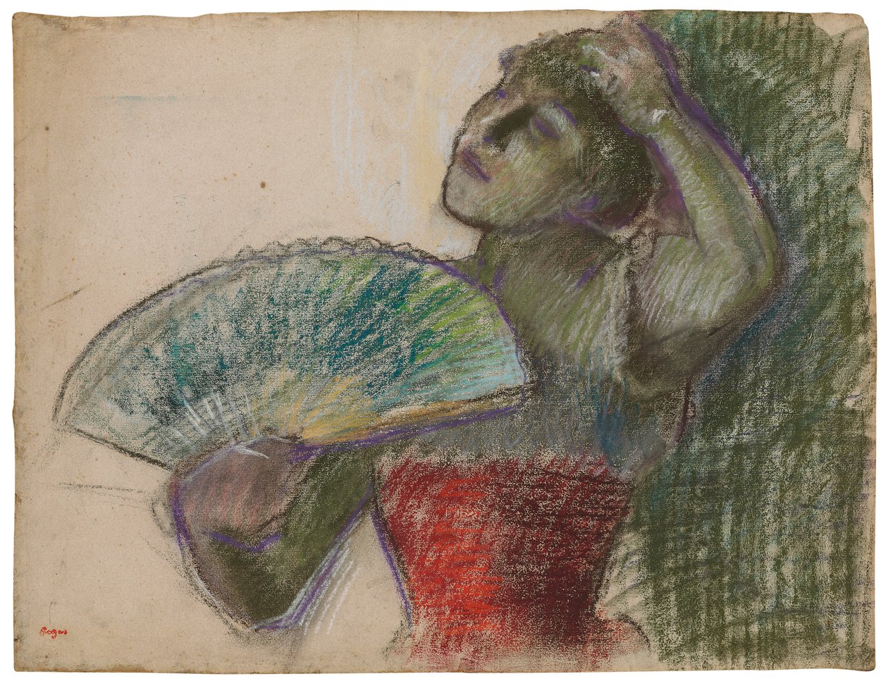 带风扇的舞者； Danseuse al“ eventail，约1894年 作者 埃德加·德加