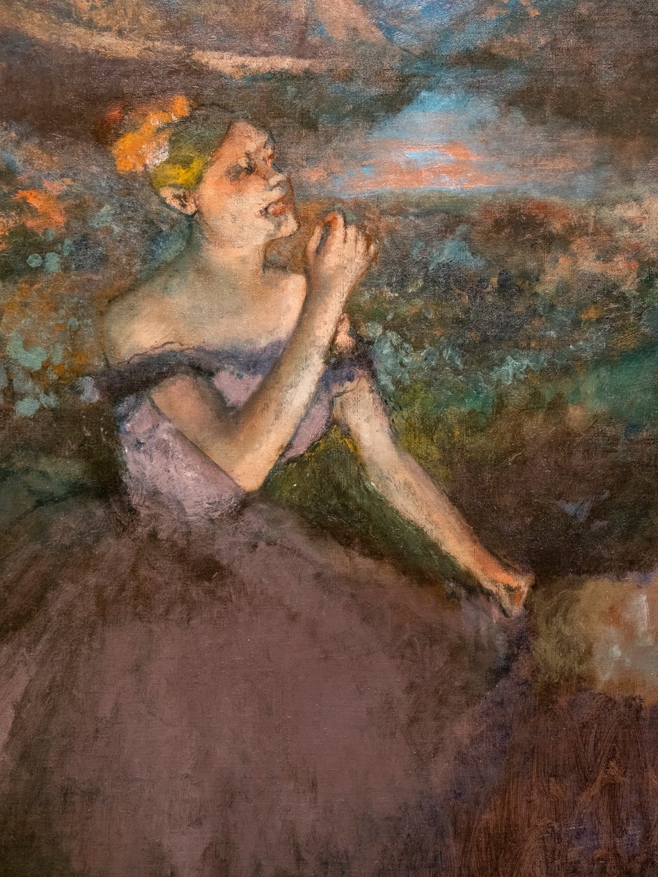 Dancer with bouquets (detail). Around 1895-1900. Oil on canvas. 作者 埃德加·德加