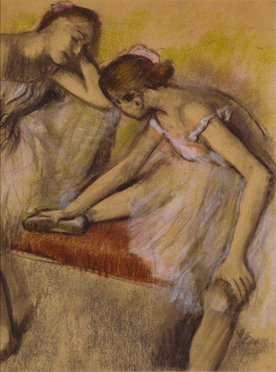 休息的舞者，c.1898（编织纸上的粉彩和木炭） 作者 埃德加·德加