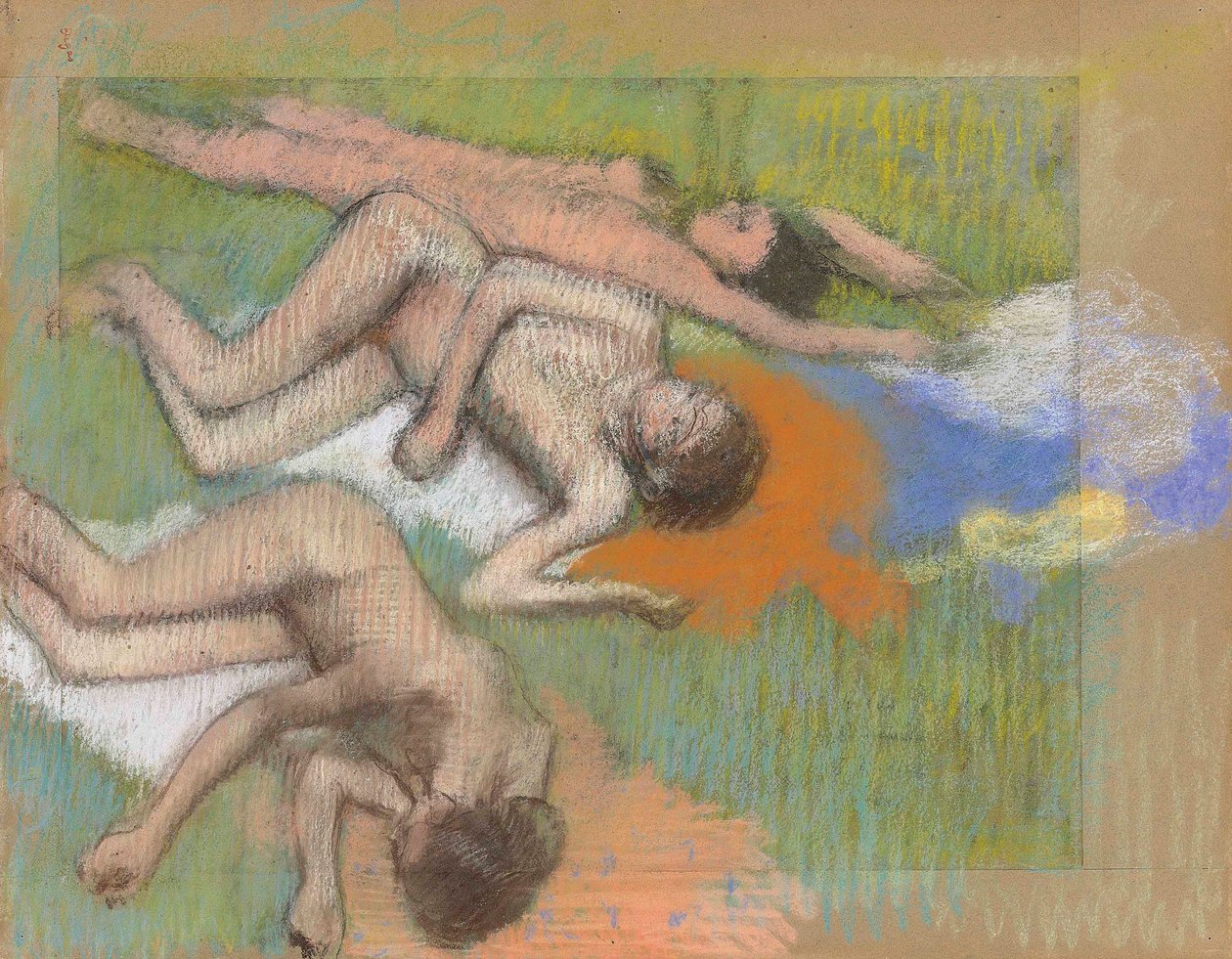 德加 - 《浴后，三位裸女》，约 1890-1895 年 作者 埃德加·德加