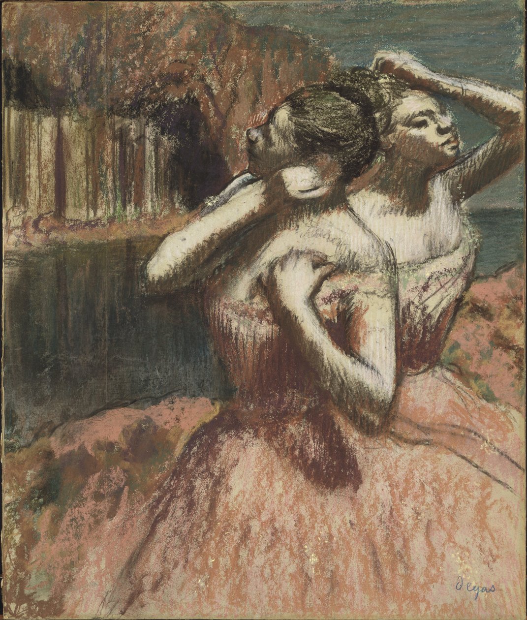 Deux danseuses - 两个舞者，埃德加德加（1834-1917 年）。 纸上粉彩。 尺寸：63,5x53 厘米。 斯德哥尔摩国家博物馆 作者 埃德加·德加