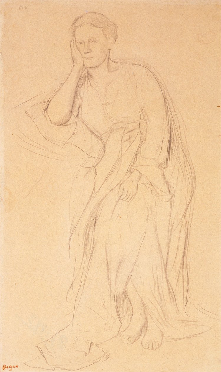Eugenie Fiocre，为芭蕾舞团的Mlle Fiocre研究The Source，约1867年 作者 埃德加·德加