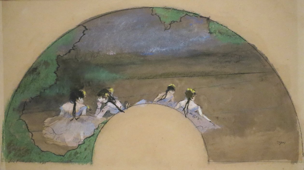 埃德加-德加的作品《扇子--舞台上的舞者》，诺顿西蒙博物馆 作者 埃德加·德加