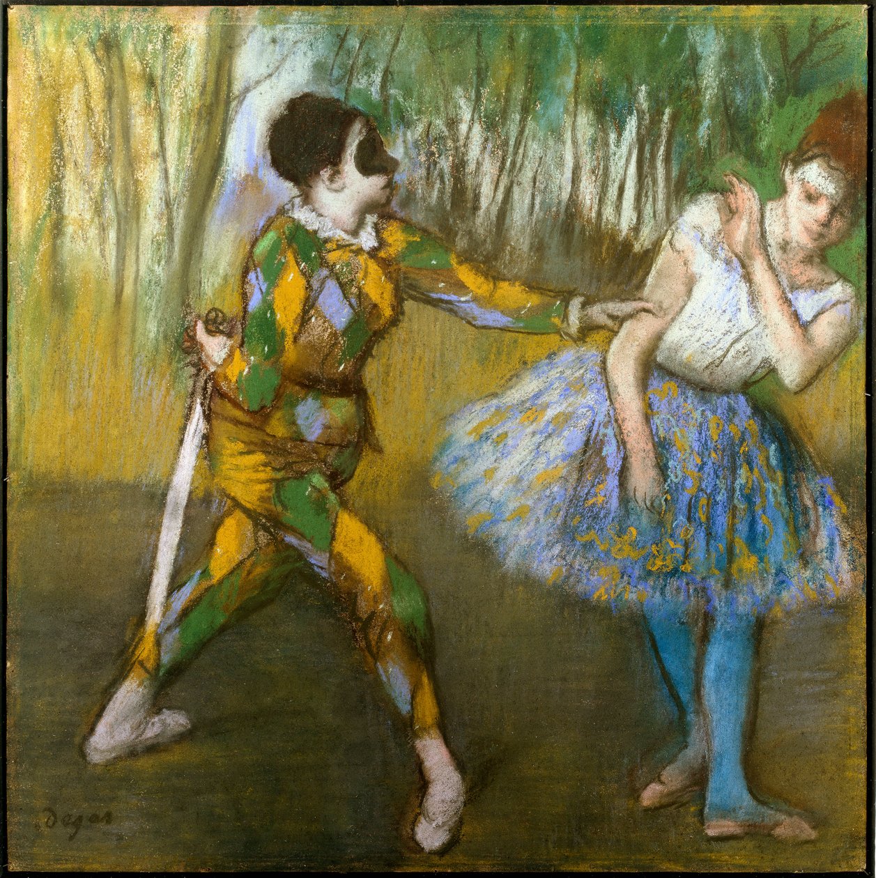 丑角和哥伦拜恩。 埃德加·德加 (1834-1917) 的绘画 作者 埃德加·德加