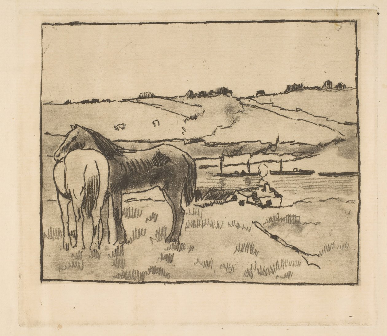 草地上的马匹，1891-92年。 作者 埃德加·德加