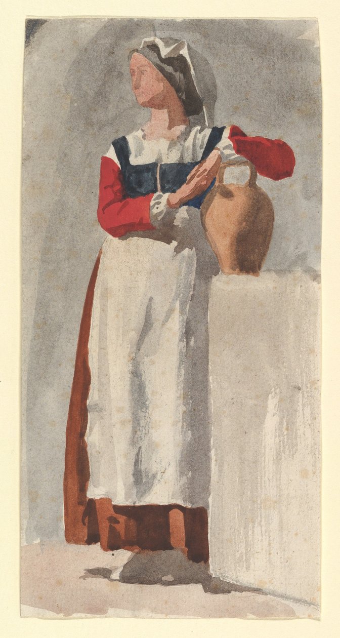 意大利女人，c.1856-57（石墨和纸张上的wc） 作者 埃德加·德加
