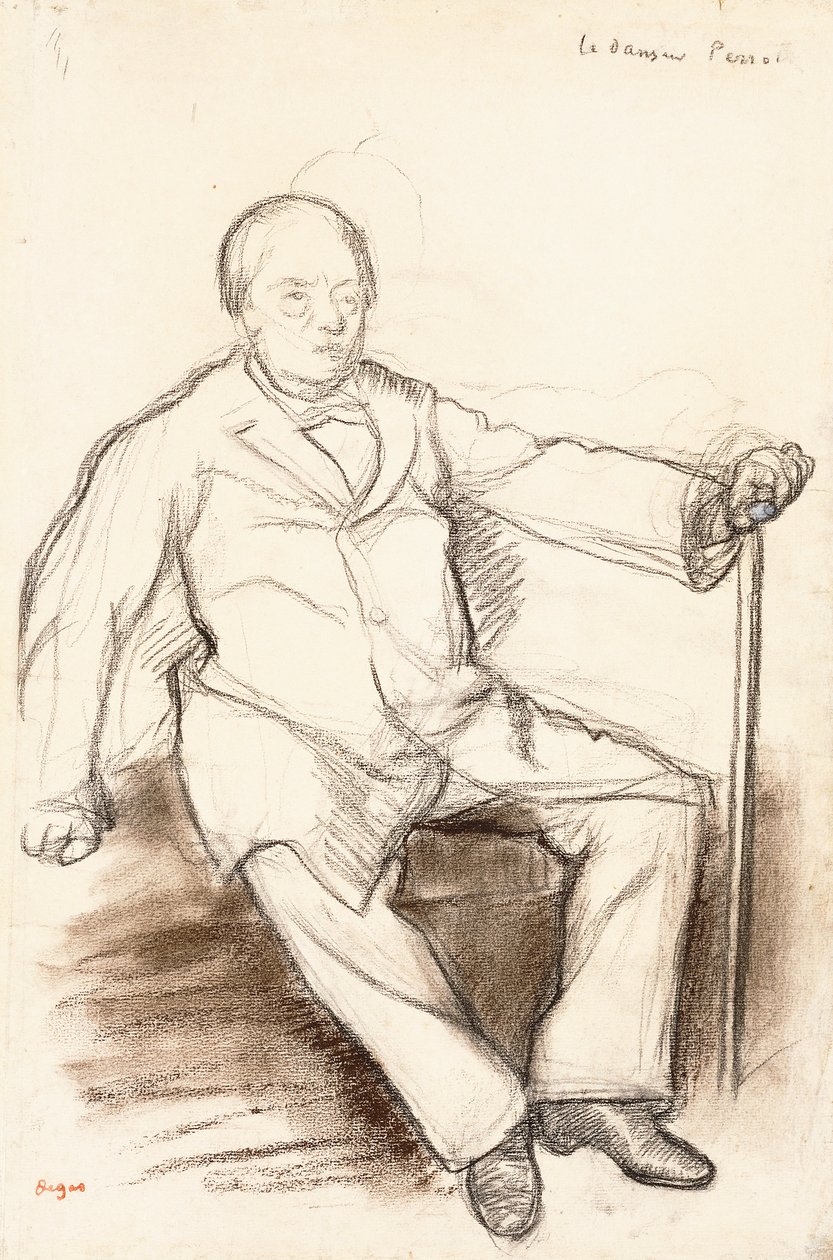 朱尔斯·佩罗特（Jules Perrot），佩罗舞者研究，坐，约1880年 作者 埃德加·德加